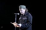 NEW YORK - MAY 8: Rock star Bono give a speech at the American Express &quotLive At The Battery&quot Concert during the 2004 Tribeca Film Festival May 8, 2004 in New York City. <br>  (Photo by Rob Rich/Getty Images) 