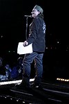 NEW YORK - MAY 8: Rock star Bono give a speech at the American Express &quotLive At The Battery&quot Concert during the 2004 Tribeca Film Festival May 8, 2004 in New York City. <br>  (Photo by Rob Rich/Getty Images) 