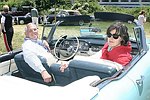 Kevin and Margaret Bodkin in their 1058 Caddy convertible on 6-13-04 at the Concourse D'elegance at Sayre Park in Bridgehampton, N.Y.<br>photo by Rob Rich copyright 2004<br>516-676-3939 robwayne1@aol.com