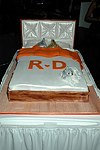 Wedding cake  at a party to celebrate the August nuptials of comic Daniella Rich and real-estate maven Richard Kilstock  at Pier 60 in Manhattan on October 7, 2004. photo by Rob Rich copyright 2004. 516-676-3939 robwayne1@aol.com