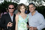 Eric Lustgarten, Irina and Roger Erickson at the Southampton residence of Jeff Furman on 6-19-04<br>photo by Rob Rich copyright 2004   516-676-3939