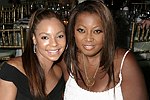 Ashanti and Star Jones  at the G&P Fundraiser at the Southampton Residence of Denise Rich on  July 10, 2004<br> photo by Rob Rich copyright 2004 516-676-3939 robwayne1@aol.com