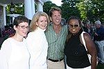 Nancy Mahon, Blaine Trump, Gregg Connors, and Star Jones at the God's Love We Deliver Mid Sumer Drinks party on 6-12-04 at the Southampton Estate of Don Burns and Gregg Connors  all photos by Rob Rich copyright 2004 516-676-3939