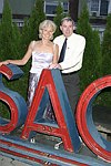 Barbara Siemer and Mayor Ed Deyermond at JLXBistro for the &quotSave the Sign&quot benefit in Sag Harbor on 6-17-04. photo by Rob Rich copyright 2004<br>516-676-3939 robwayne1@aol.com<br>112 12th. AVe, Sea Cliff, N.Y.11579