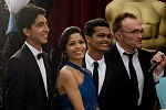 Danny Boyle (right) nominated for Best Directing for &quotSlumdog Millionaire&quot with (from left to right) Dev Patel, Frieda Pinto and Madhur Mittal attend the 81st Annual Academy Awards� at the Kodak Theatre in Hollywood, CA Sunday, February 22, 2009 airing live on the ABC Television Network.