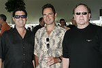 Robert Seibel, Neil Simon, and Ed Pomeranz  at the Mercedes Benz Polo Challenge on Bridgehamtpon, N.Y. on 8-7-04.<br>photo by Rob Rich copyright 2004<br>516-676-3939<br>robwayne1@aol.com