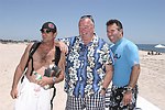 Surfers Derek Doener, Gregg Noll, and Jeff Clark  at the 'Riding Giants' beach party at the Watermill ocean front residence of Alex von Furstenberg on 7-3-04<br>photos by Rob Rich copyright 2004  516-676-3939