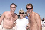 David Shorr, Marcy Warren, and Mike Modano  at the 'Riding Giants' beach party at the Watermill ocean front residence of Alex von Furstenberg on 7-3-04<br>photos by Rob Rich copyright 2004  516-676-3939