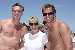 David Shorr, Marcy Warren, and Mike Modano  at the 'Riding Giants' beach party at the Watermill ocean front residence of Alex von Furstenberg on 7-3-04<br>photos by Rob Rich copyright 2004  516-676-3939