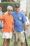 Roy Scheider and Stewart Lane at the Artist and Writer's Annual Softball game in Easthampton on 8-21-04.  photo by Rob Rich copyright 2004 516-676-3939  robwayne1@aol.com
