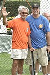 Roy Scheider and Stewart Lane at the Artist and Writer's Annual Softball game in Easthampton on 8-21-04.  photo by Rob Rich copyright 2004 516-676-3939  robwayne1@aol.com