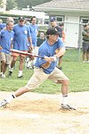 Stewart Lane at the Artist and Writer's Annual Softball game in Easthampton on 8-21-04.  photo by Rob Rich copyright 2004 516-676-3939  robwayne1@aol.com