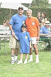 Stewart Lane, Leah Lane, and Roy Scheider at the Artist and Writer's Annual Softball game in Easthampton on 8-21-04.  photo by Rob Rich copyright 2004 516-676-3939  robwayne1@aol.com