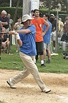 Mort Zuckerman at the Artist and Writer's Annual Softball game in Easthampton on 8-21-04.  photo by Rob Rich copyright 2004 516-676-3939  robwayne1@aol.com