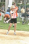 Ann Liguori at the Artist and Writer's Annual Softball game in Easthampton on 8-21-04.  photo by Rob Rich copyright 2004 516-676-3939  robwayne1@aol.com