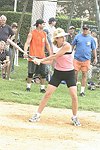 Ann Liguori at the Artist and Writer's Annual Softball game in Easthampton on 8-21-04.  photo by Rob Rich copyright 2004 516-676-3939  robwayne1@aol.com