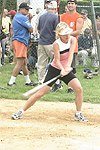 Ann Liguori at the Artist and Writer's Annual Softball game in Easthampton on 8-21-04.  photo by Rob Rich copyright 2004 516-676-3939  robwayne1@aol.com