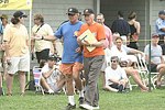 Ken Auletta and Leif Hope  at the Artist and Writer's Annual Softball game in Easthampton on 8-21-04.  photo by Rob Rich copyright 2004 516-676-3939  robwayne1@aol.com