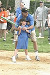 Leah and Stewart Lane at the Artist and Writer's Annual Softball game in Easthampton on 8-21-04.  photo by Rob Rich copyright 2004 516-676-3939  robwayne1@aol.com