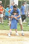 Leah and Stewart Lane at the Artist and Writer's Annual Softball game in Easthampton on 8-21-04.  photo by Rob Rich copyright 2004 516-676-3939  robwayne1@aol.com