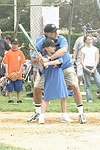 Leah and Stewart Lane at the Artist and Writer's Annual Softball game in Easthampton on 8-21-04.  photo by Rob Rich copyright 2004 516-676-3939  robwayne1@aol.com