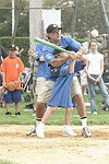 Leah and Stewart Lane at the Artist and Writer's Annual Softball game in Easthampton on 8-21-04.  photo by Rob Rich copyright 2004 516-676-3939  robwayne1@aol.com
