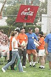 Leif Hope and Ken Auletta at the Artist and Writer's Annual Softball game in Easthampton on 8-21-04.  photo by Rob Rich copyright 2004 516-676-3939  robwayne1@aol.com