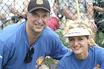 Stewart Lane and Ann Liguori  at the Artist and Writer's Annual Softball game in Easthampton on 8-21-04.  photo by Rob Rich copyright 2004 516-676-3939  robwayne1@aol.com