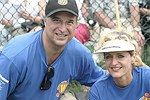 Stewart Lane and Ann Liguori  at the Artist and Writer's Annual Softball game in Easthampton on 8-21-04.  photo by Rob Rich copyright 2004 516-676-3939  robwayne1@aol.com
